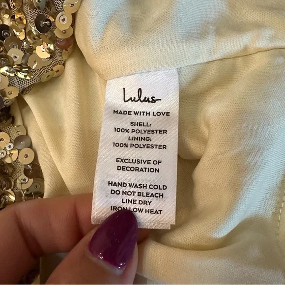 NWT Lulu’s Gold Sequin Mini Dress size M - Picture 5 of 5